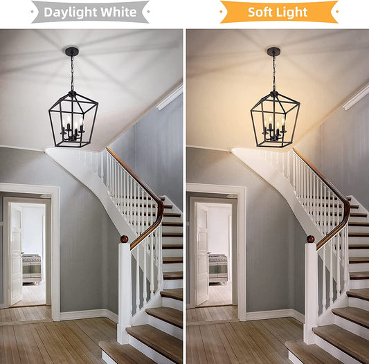 4 Light Chandelier, Industrial Ceiling Light Black - primeledlight