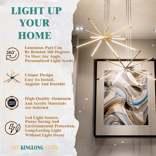 Modern Led Ceiling Lamp Black Sputnik Chandelier Fixture - primeledlight