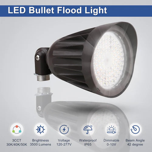 25W LED Bullet Flood Light AC 100-277V CCT 3000K/4000K/5000K | BF25W120VXXK - primeledlight