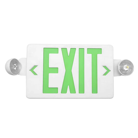 Green Combo LED Emergency Exit Sign-Battery Backup-Adjustable Light Heads | LS-ES007SG - primeledlight