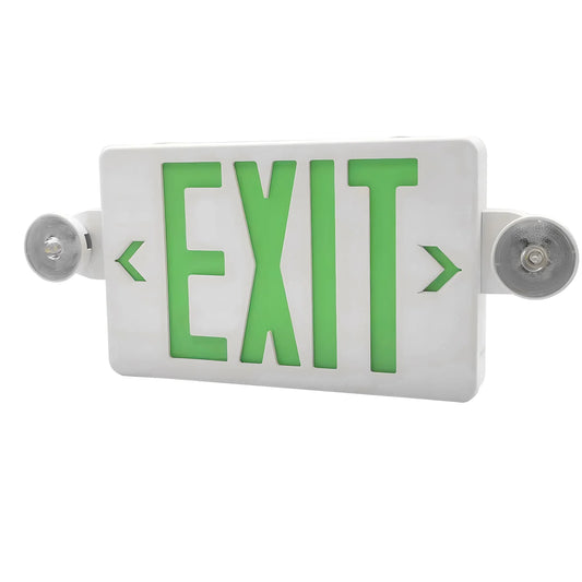Green Combo LED Emergency Exit Sign-Battery Backup-Adjustable Light Heads | LS-ES007SG - primeledlight
