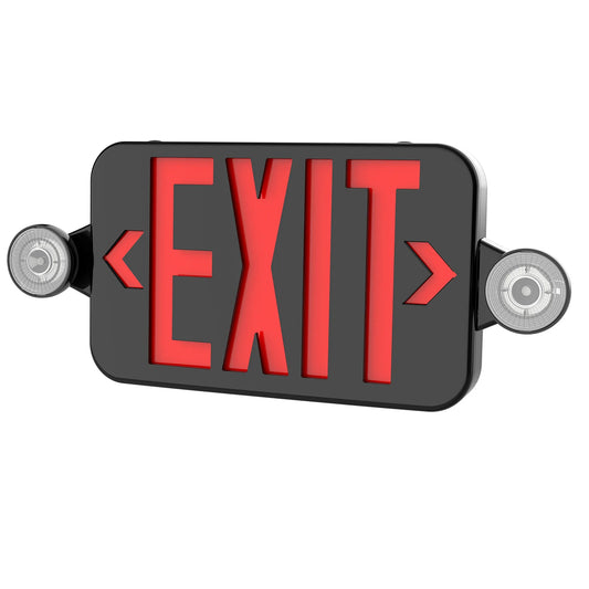 Black Combo Exit Sign Light With Two Adjustable Heads | LS-ES007SR-B - primeledlight