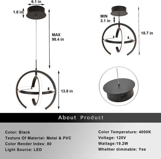 Modern LED Chandelier, Globe Pendant Light Round - primeledlight