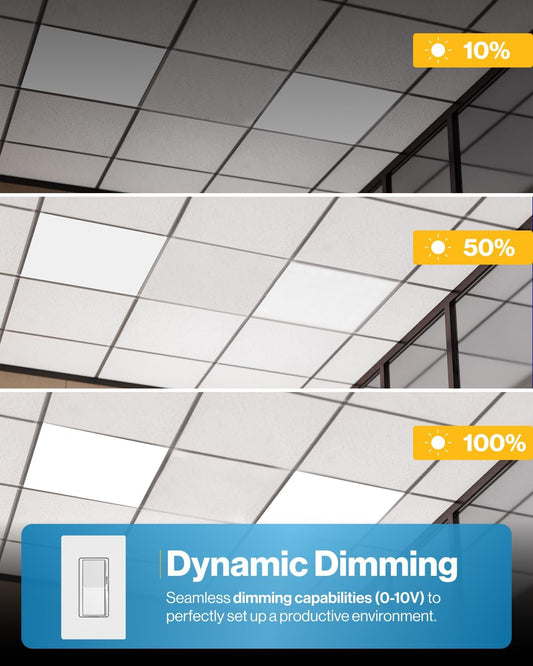 PACK of 4 LED Flat Panel Light 2X4, Selectable Color Temperature 4000K/5000K/6000K, 40W Dimmable 0-10V - primeledlight