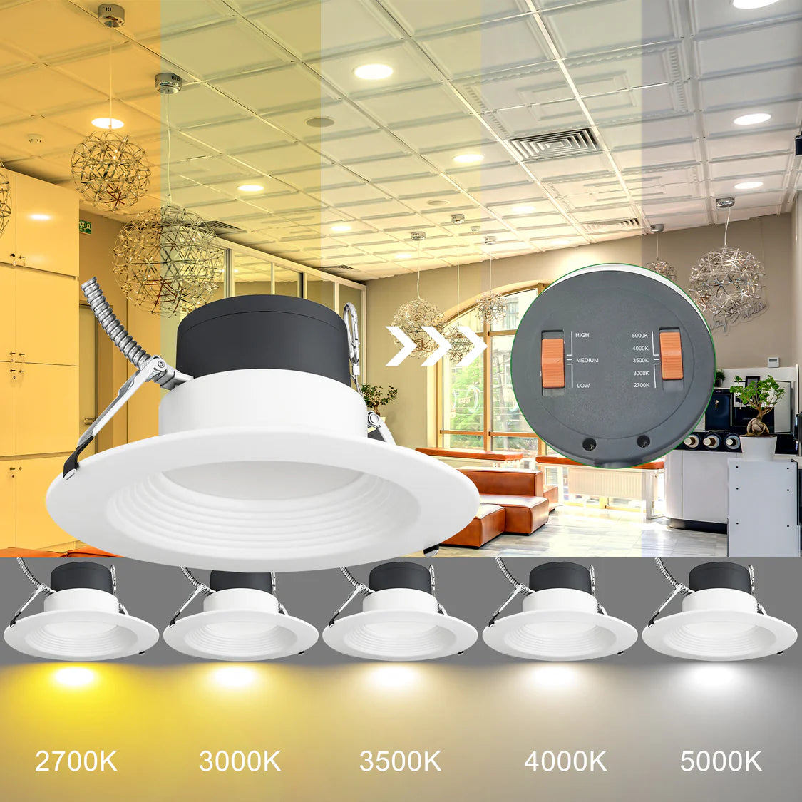 10 Inch Wattage & CCT Selectable LED Commercial Downlight | 10C-22/30/38W-XXK - primeledlight