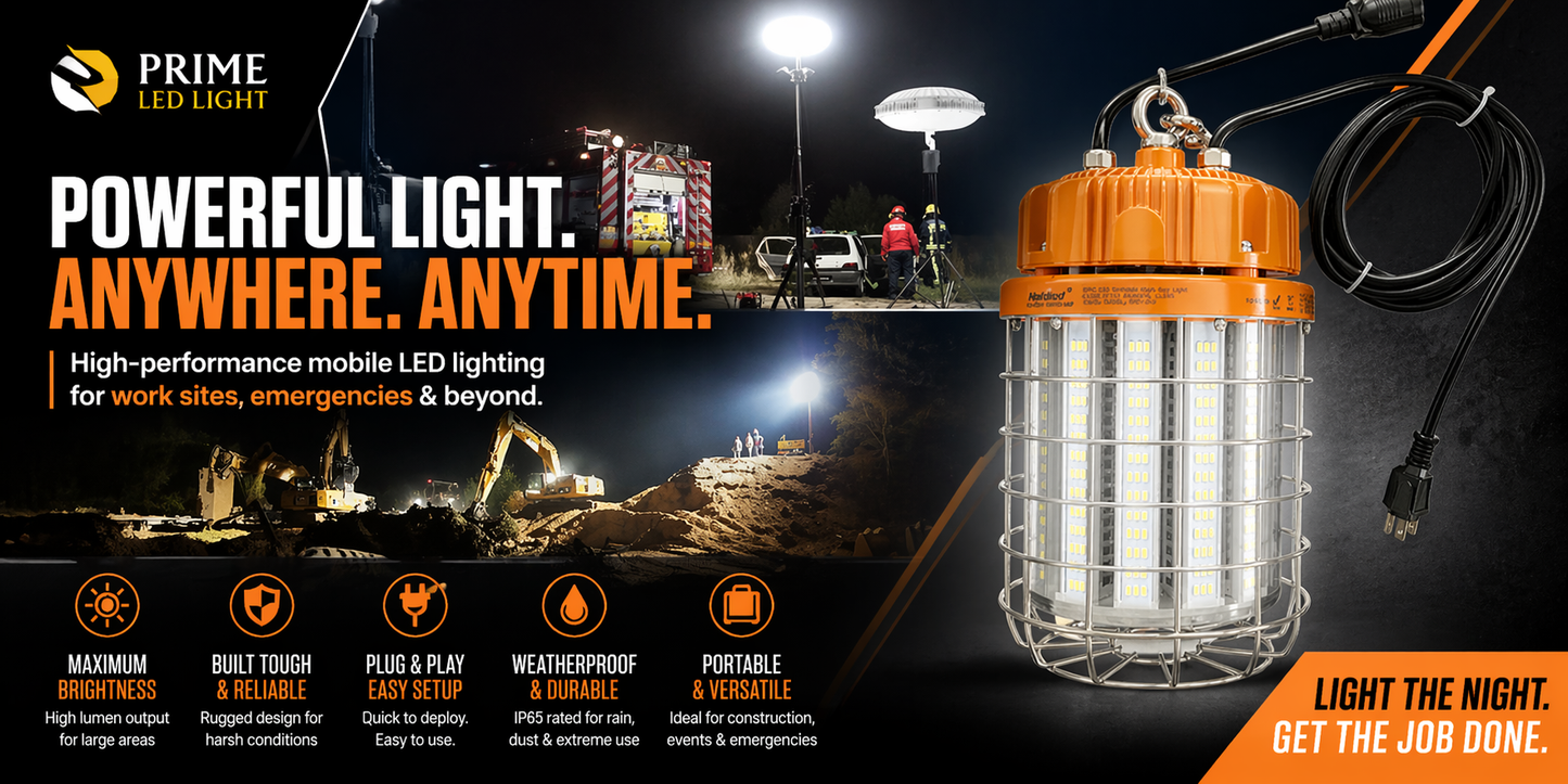 100W Led Temporary Work Light Fixture 12000LM 5000K - Jobsite Construction Site- 5 years Warranty
