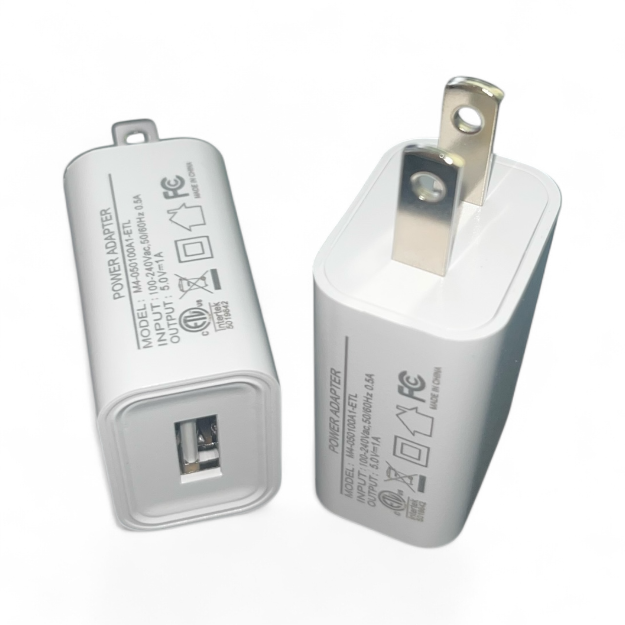 2 pack EZ-FIT ETL Certified 5V Power Supply USB Wall Charger 5v 1A Universal Portable Travel Power Adapter Plug