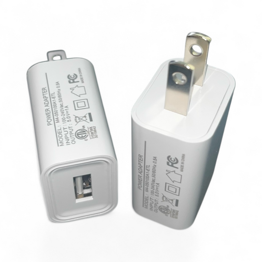 2 pack EZ-FIT ETL Certified 5V Power Supply USB Wall Charger 5v 1A Universal Portable Travel Power Adapter Plug