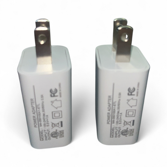 2 pack EZ-FIT ETL Certified 5V Power Supply USB Wall Charger 5v 1A Universal Portable Travel Power Adapter Plug