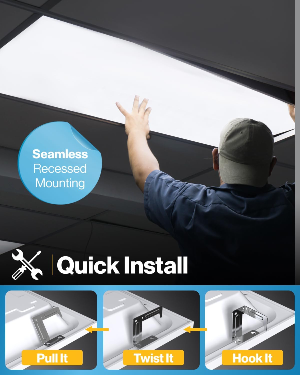 PACK of 4 LED Flat Panel Light 2X4, Selectable Color Temperature 4000K/5000K/6000K, 40W Dimmable 0-10V - primeledlight